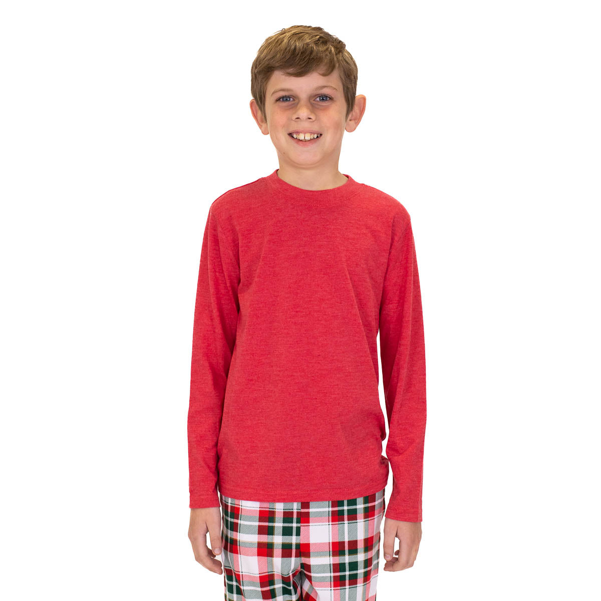 Red Youth Crew Neck Long Sleeve T-shirt