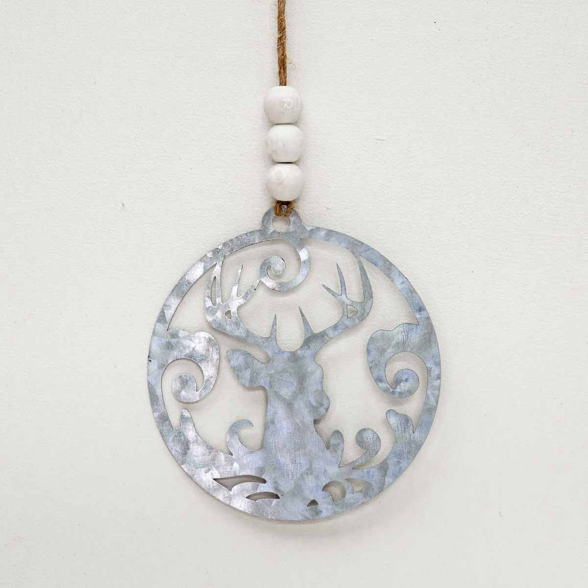 Silver Galvanized Stag Ornament