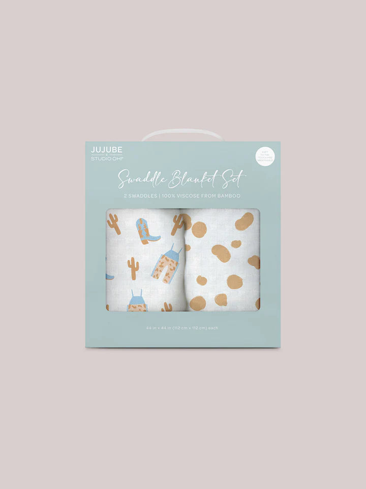 Swaddle Blanket Sets Howdy Partner Blue