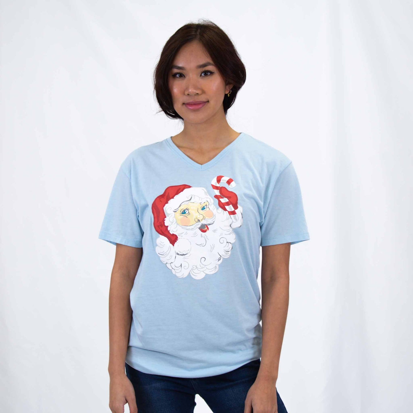Candy Cane Santa T-Shirt in Glacier Blue
