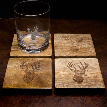 Etched Wood Coasters Natural 4x4