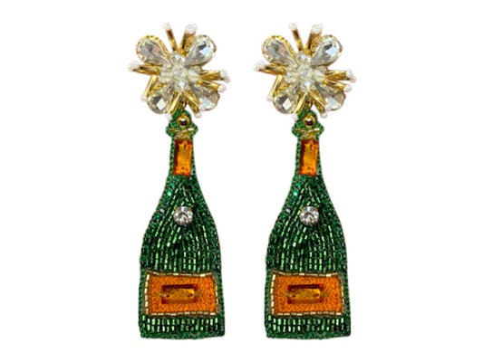 Champagne Popping Beaded Earrings