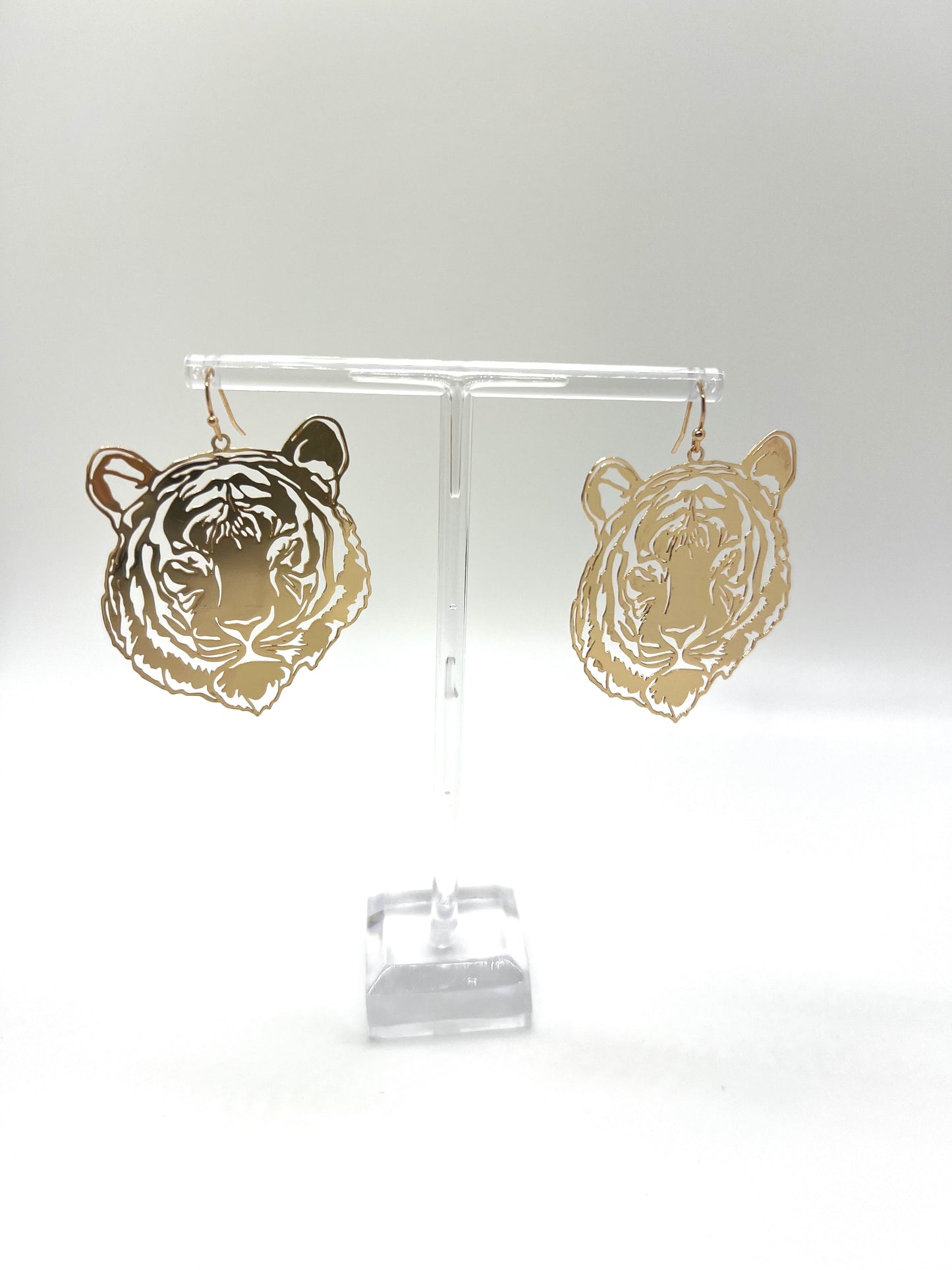 Gold Face of a Tiger Earring