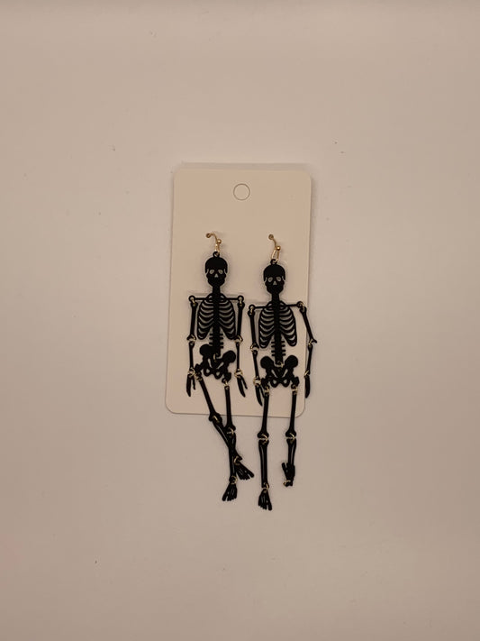 Black Dangle Skeleton Earring