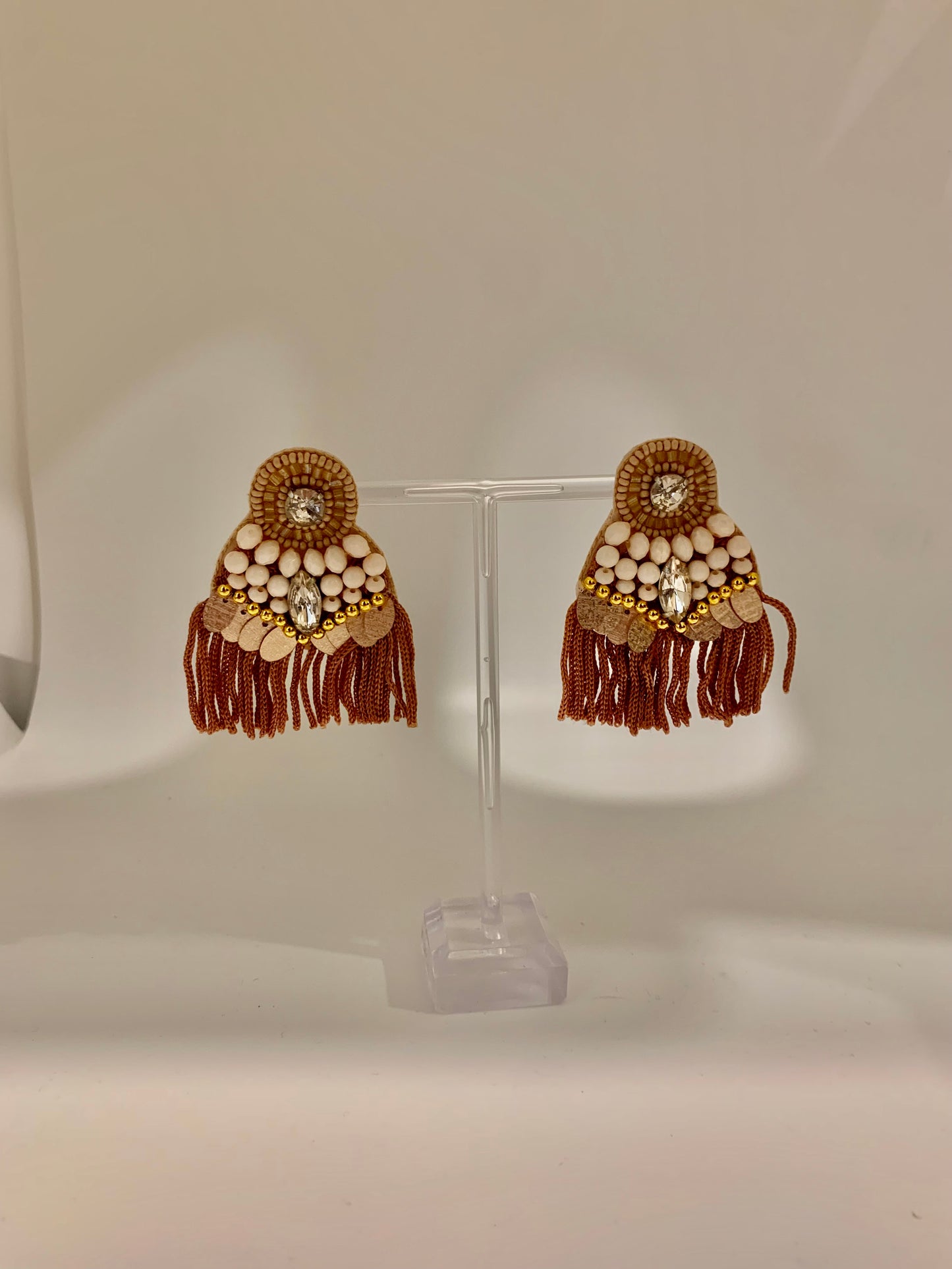 Beaded Round Tassel Earrings