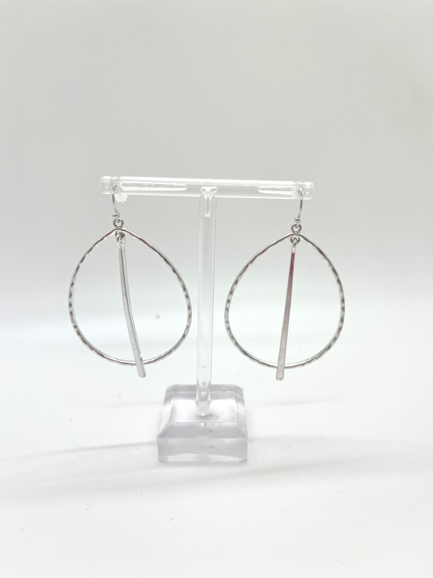 Silver Oval Hoops With Line