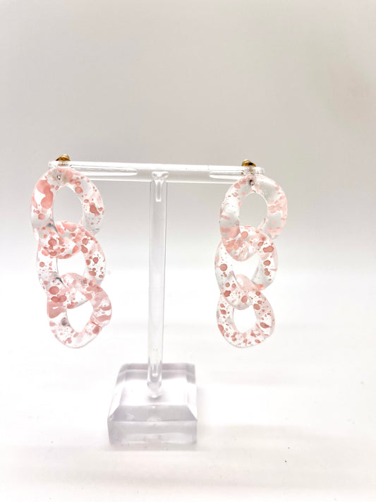 Pink or Blue Splattered Paint Twist Earrings