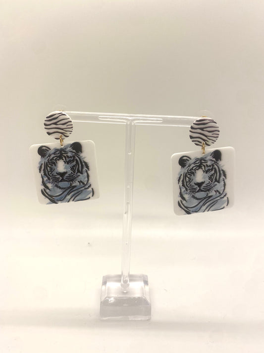 Shades of Blue Tiger Print Earring