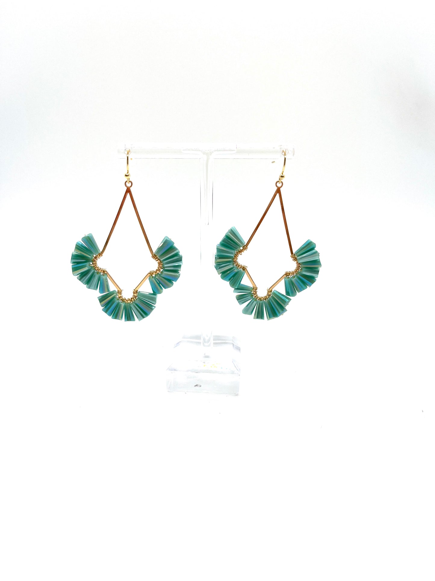 Fanned Crystal and Gold Earrings