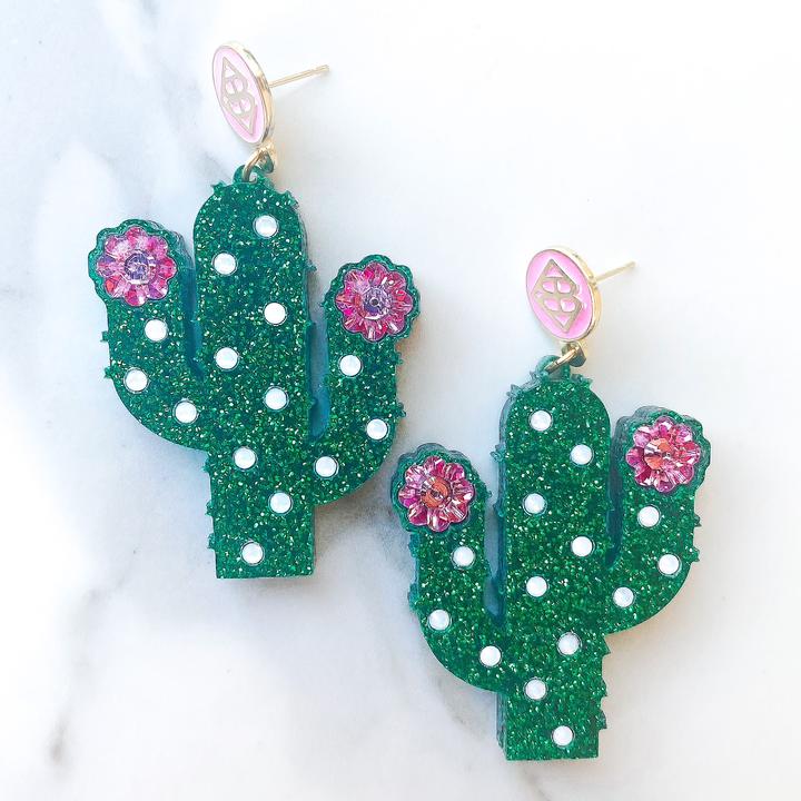 Cactus Flower Earrings with Swarovski Crystals