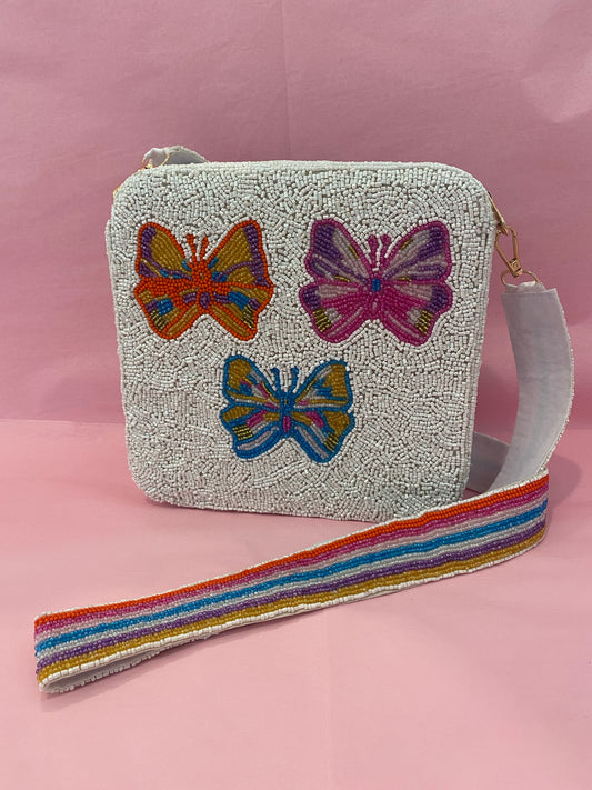 Multi Butterfly Beaded Bag