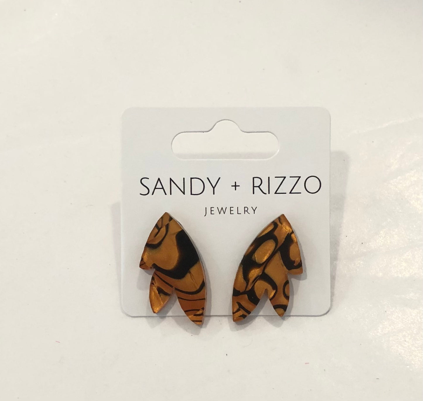 Sandy + Rizzo Tiger Print Feather Stud