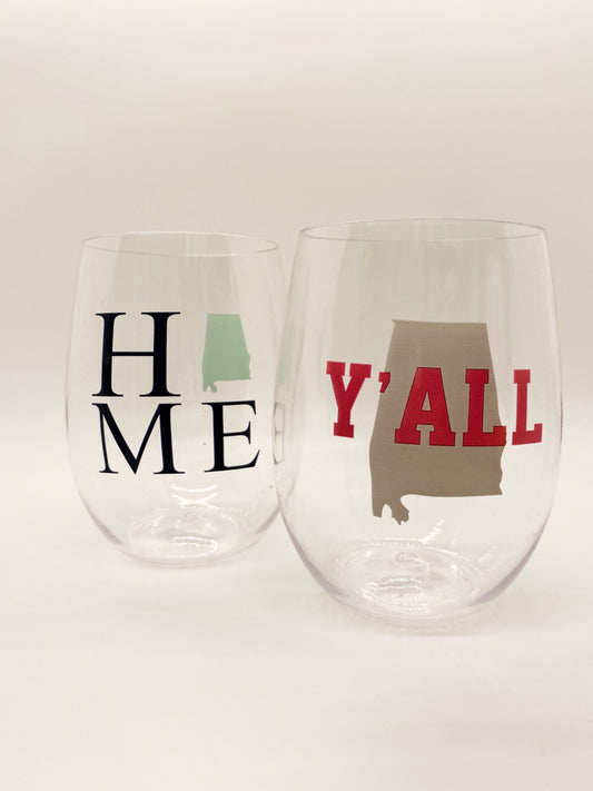 My Home's In Alabama Plastic Wine Glass