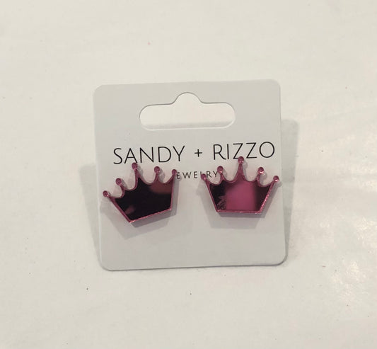 Sandy + Rizzo Pink Crown Stud