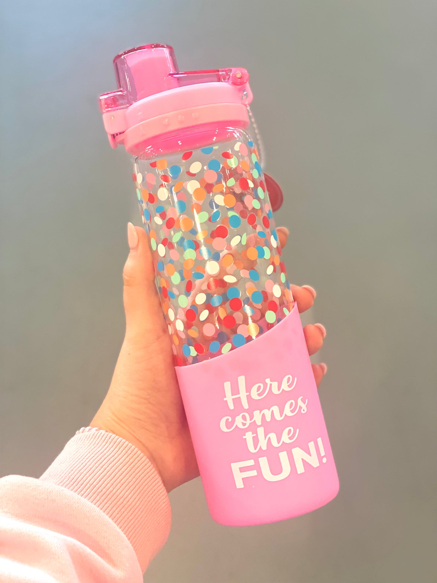 Here Comes the Fun Glass Water Bottle