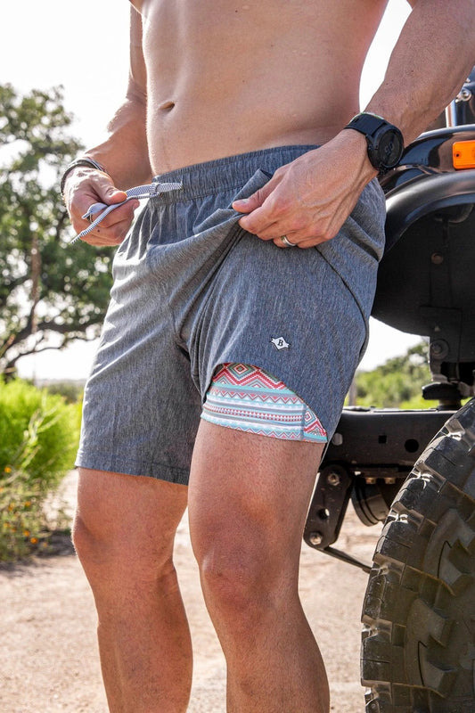 Burlebo  Grizzly Grey Athletic Shorts - Aztec Liner